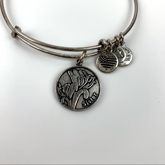 Alex and Ani Silver Bangle Sister Charm bracelet - Picture 10 of 14
